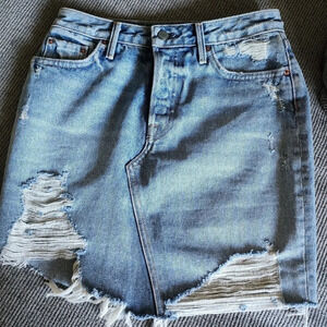 GRLFRND Womens Rhoda Jean Mini Skirt